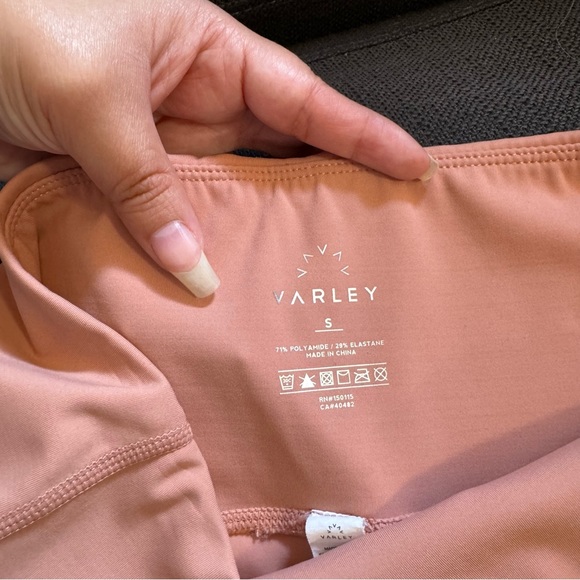 Varley ‘Boden’ Laser Cut Leggings in ‘Cameo’ Peach Pink Size Small - Picture 14 of 16